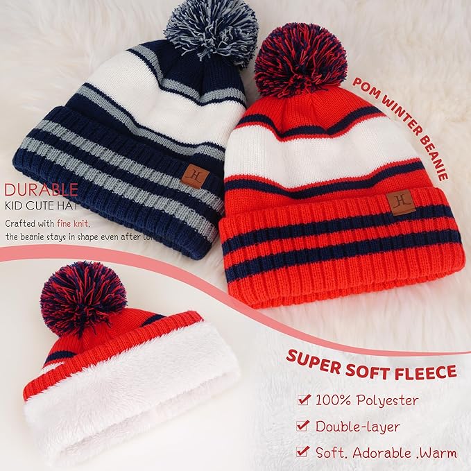 FZ FANTASTIC ZONE Kids Toddler Winter Hat Beanie with Warm Fleece Ski Baby Hats for 2-7 Years Skull Cap Baby Boys Girls Gifts