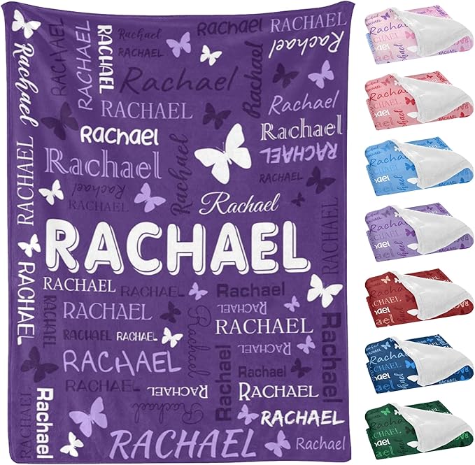 Personalized Throw Blanket with Name Custom Blankets Customized Baby Blanket for Girls Kids Adult Birthday Gift