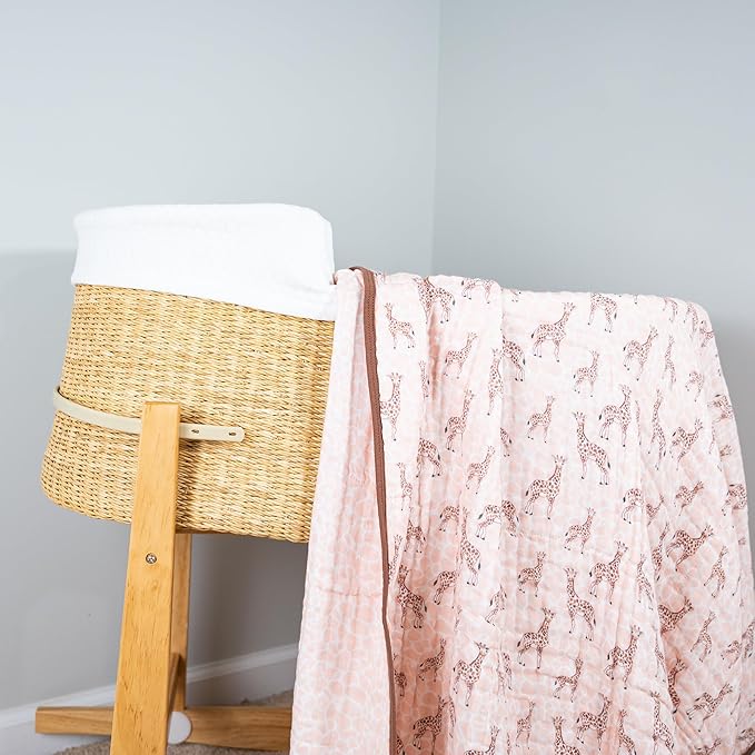 LollyBanks Muslin Baby Blanket 100% Organic Cotton, Muslin Quilt Lightweight, 6 Layers Soft Blanket Neutral, 47"x 47" Toddler Blankets for Girls and Boys, Nursery Receiving Blankets (Giraffe Print)