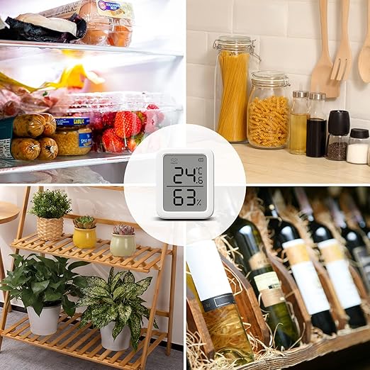 SwitchBot Thermometer Hygrometer, Bluetooth Indoor Humidity Meter for Home, Temperature Sensor with App Control, Large LCD Display, Notification Alerts, 2-Year Data Storage Export