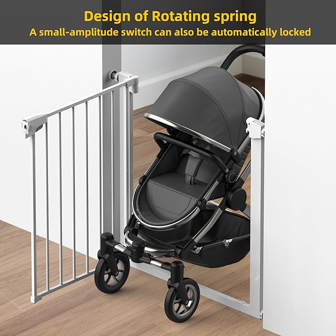 Easy Step Walk-Thru Baby Gate – Adjustable Safety Gate for Babies & Pets, Pressure Mount Kit, Includes Wall Cups – 29.7-48.8W x 30.5H, Auto-Close