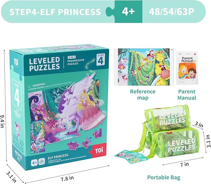 TOI Leveled Puzzles for Kids Aged 3.5 and Up, Toddler Puzzle Preschool Learning Jigsaw Puzzles, Large Pieces Educational Game for Boys Girls, Cognitive Story Step 4