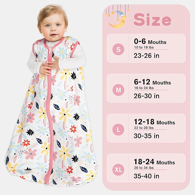 Newborn Sleep Sack Baby Swaddle,Baby Wearable Blanket,Baby Sleeping Bag (Floral&Heart, 3-6 Months)