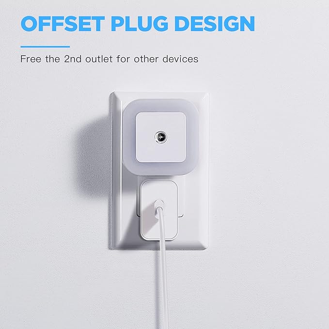 Dimmable LED Night Light with Dusk-to-Dawn Sensor for Nursery, Kids Room, Bedroom, Hallway, Stairs, Bathroom, Kitchen, Daylight White, Pack of 4