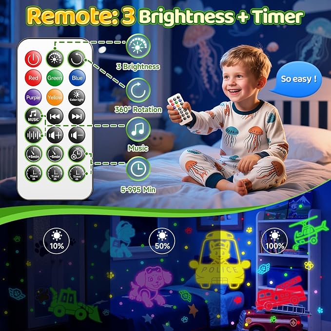 Panda Gifts,【3 Films+ 30 Sounds】Panda Night Light,【93 Effects+ Remote】Toddler Boys Toys for Boys 3-5, [3 Brightness 5-995 min Timer] Girls Toys Age 6-8, Kids Gifts for Kids Toys for Ages 5-7