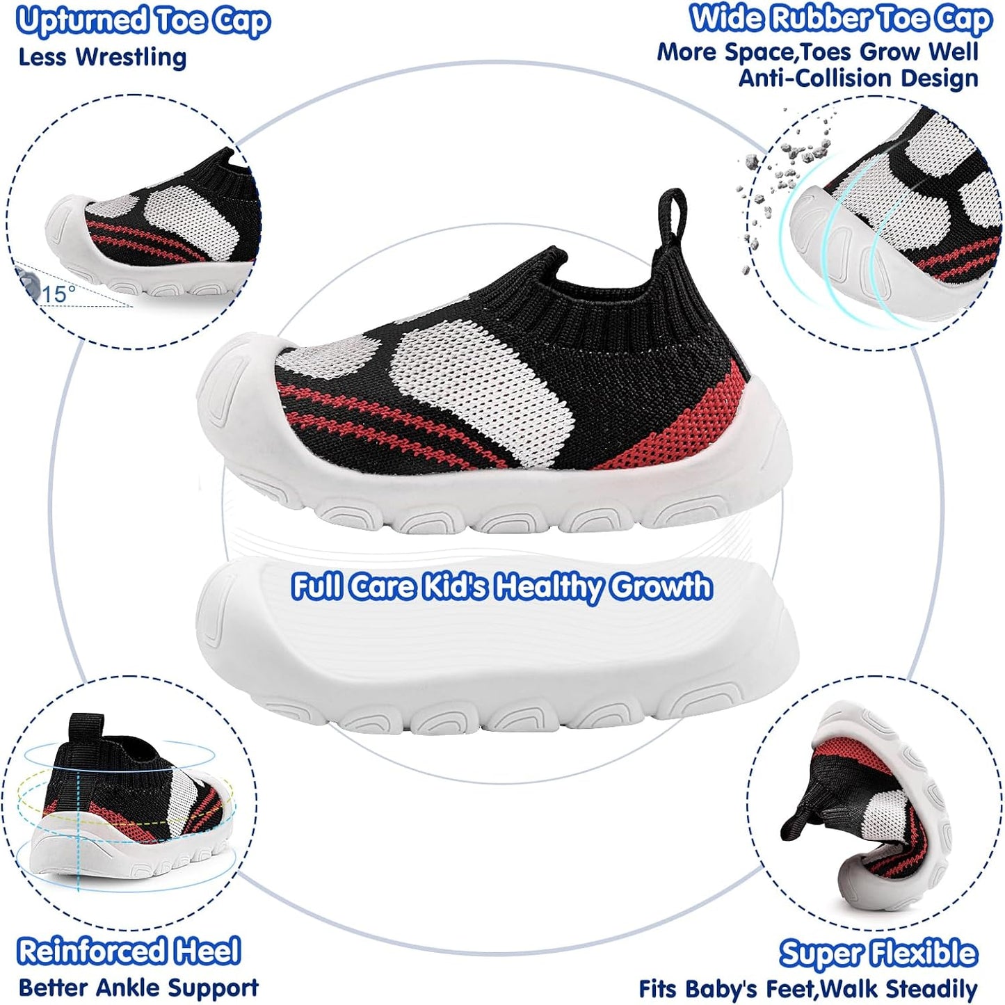 Charrost Toddler Baby Girl Boy First Walking Shoes Checkered Sneakers Sizes 3/4/5/6/7/8T. Soft, Cute,Flexible for First Walkers. Non-Slip, Slip On, Wide Toe Box Indoors Outdoors