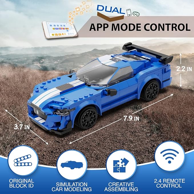 WISEPLAY Build Your Own RC Car Kit for Kids | 325-Pieces STEM Building Toys for Boys and Girls | Perfect Christmas & Birthday Gift for 6-10 Year Olds (Blue)