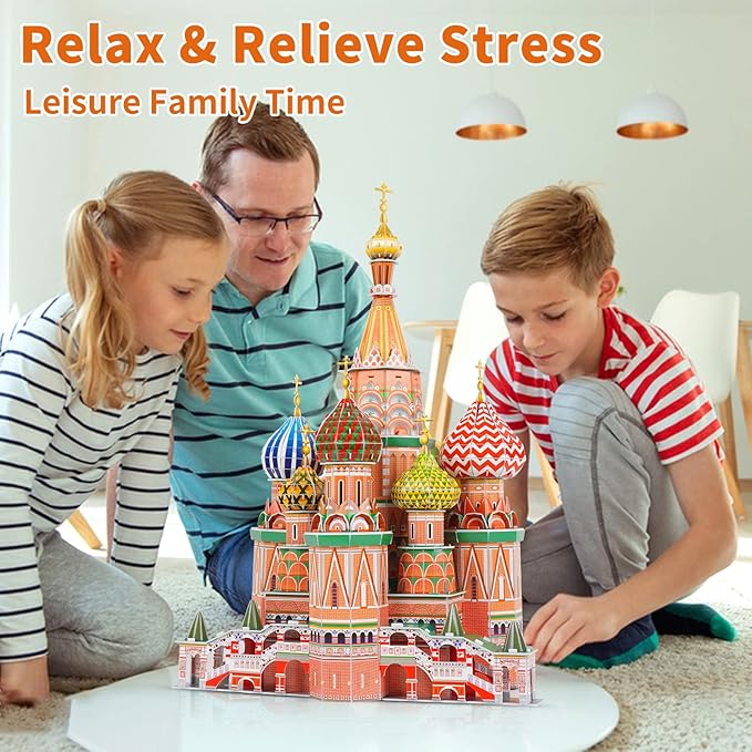 3D Puzzles for Adults & Kids St. Basil's Cathedral Building Set, Russia Cathedral Architecture Craft Model Kits, Educational 3D Jigsaw Puzzle Toy Birthday for Teens Boys Girls, 231 PCS