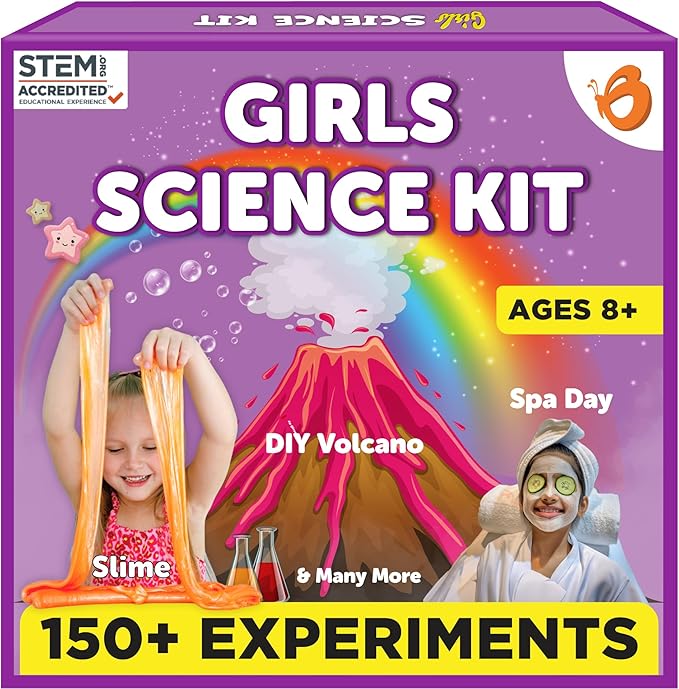Butterfly EduFields 150+ Girls Science Kit for Kids 8-12 Ages 8 9 10 11 12 Years | Girls Science Experiments | Birthday for Girl | Fun STEM Learning and Educational Toys