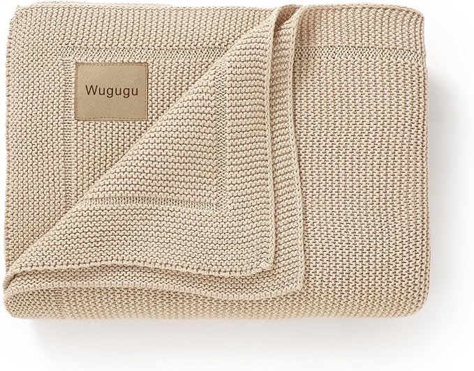 Baby Blanket 30 x 40 Inch Soft Knit for Boys & Girls Cotton Nursery Swaddling Blankets Toddler Knitted Crochet Receiving Crib