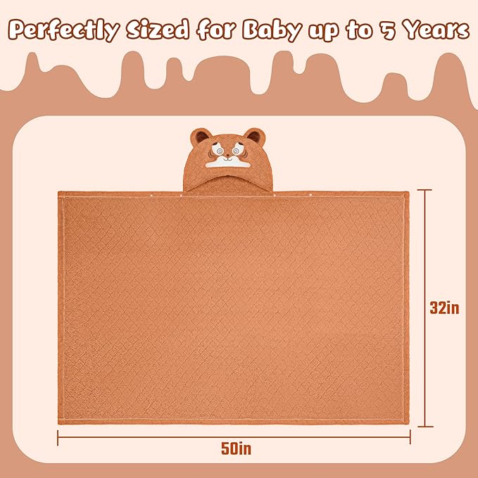 Toddler Bath Towel Kids Bath Towels Baby Towels with Hood Toddler Towels for Boy Girl 0-5 Years, 2-Pack Absorbent Baby Bath Towels Hooded Kids Beach Towel Large 50''x32''