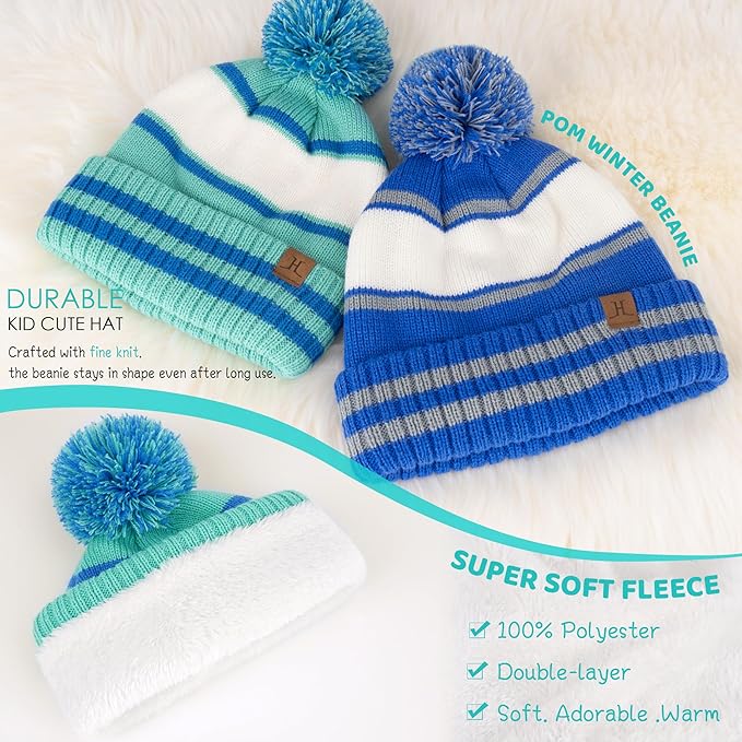 FZ FANTASTIC ZONE Kids Toddler Winter Hat Beanie with Warm Fleece Ski Baby Hats for 2-7 Years Skull Cap Baby Boys Girls Gifts