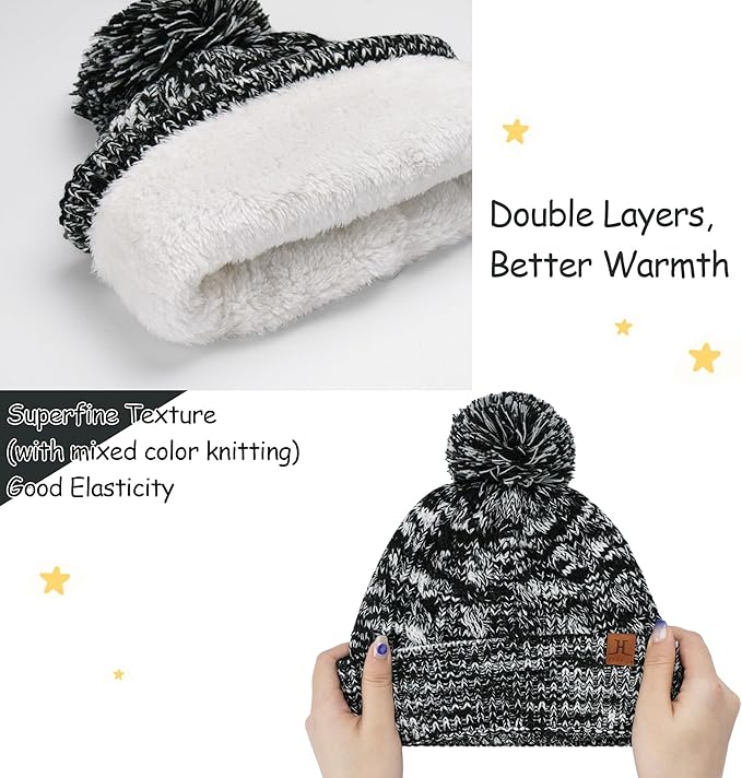 Kids Toddlers Winter Beanie Hats Gloves Neck Scarf Set Mittens Gifts for 0 6 12 Months 1 2 3 4-8 Year Old Baby Girls Boys