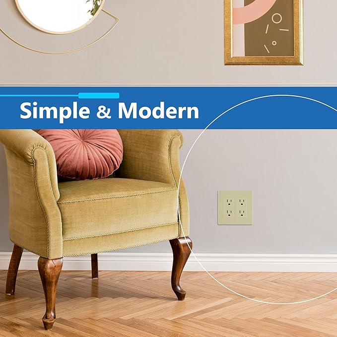 LIDER Matte Finish Double Decorator Switch Cover, Screwless Wall Plate, Mid-Size 2-Gang 4.88" x 4.92", Unbreakable Polycarbonate Thermoplastic, UL Listed, LSWP-32M-I10P, Ivory, 10 pack