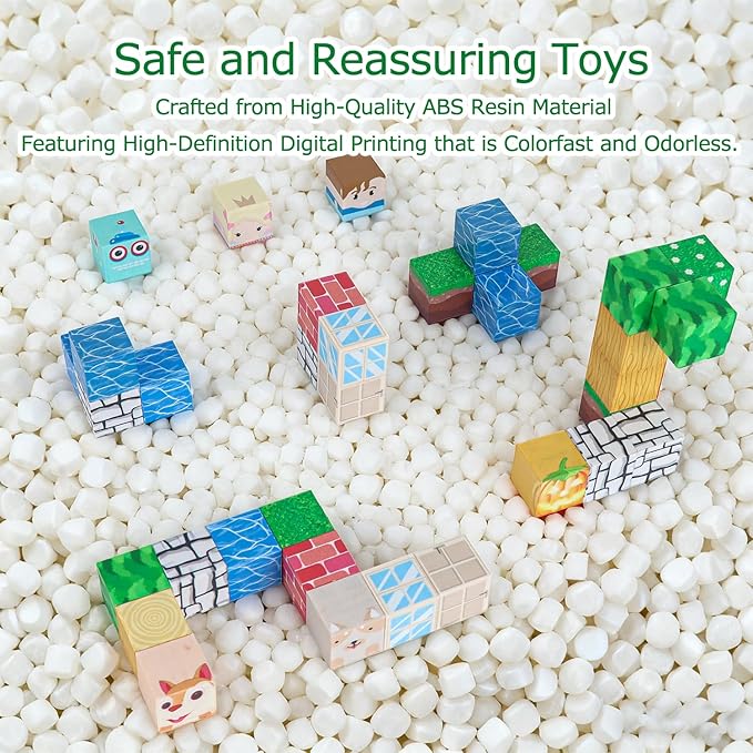 Magnetic Block Building Blocks 160PCS Magnet Cubes Toys, Build 3D Forest World Set, STEM Montessori Sensory Toys for Kids Boys and Girls Ages 3-5 4-8