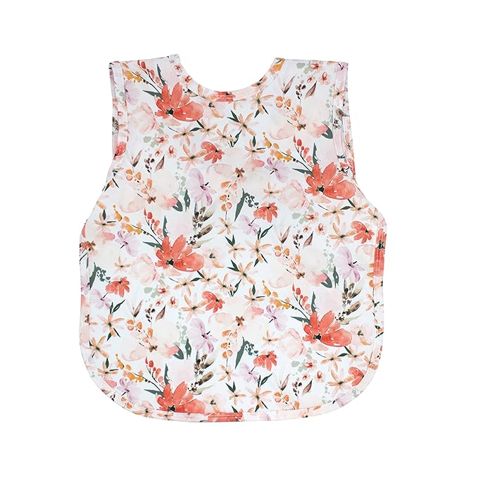 BapronBaby Peachy Dreams Bapron - No Neck Tie Safer Bib for Baby & Toddler - Soft Waterproof Stain Resistant - Machine Washable - Sz Baby/Toddler 6m-3T