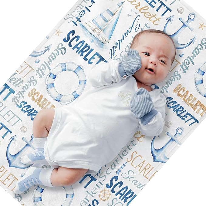 Personalized Baby Blanket- Custom Baby Blanket with Name for Girls and Boys, Super Soft Plush Fleece, Personalized Baby Gifts, Customized Name Blanket for Newborn