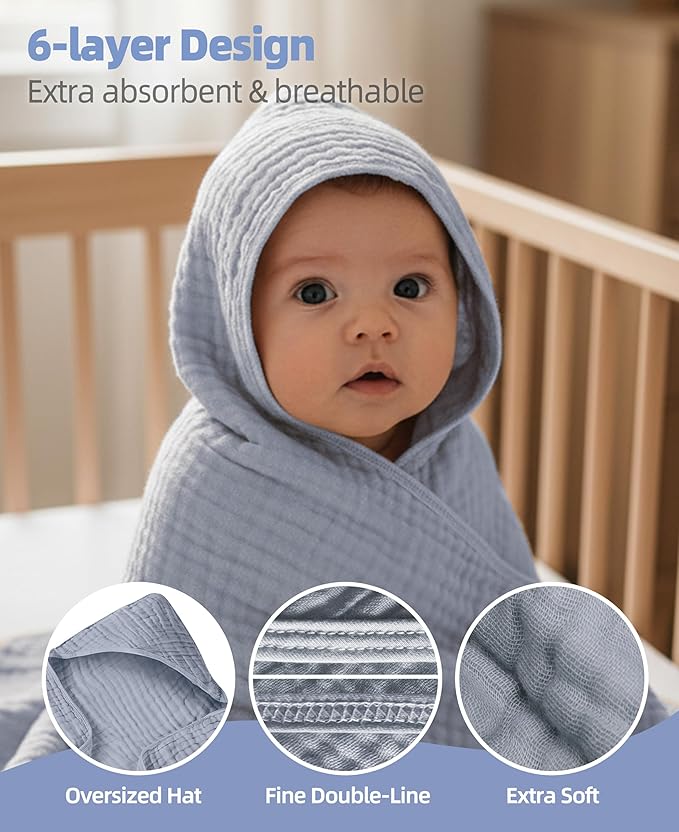 3-Pack Hooded Baby Towels for Newborn 100% Cotton Soft Babies Blanket Toddler and Kids Bath Towel Baby Essentials
