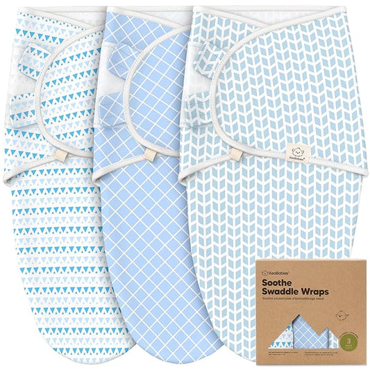 KeaBabies 3-Pack Organic Baby Swaddle Sleep Sacks - Swaddles for Newborns, Infant 0-3 Months, Baby Girls, Boys, Soft & Snug Newborn Sleep Sack, Nursery Swaddling Blankets (Storm)