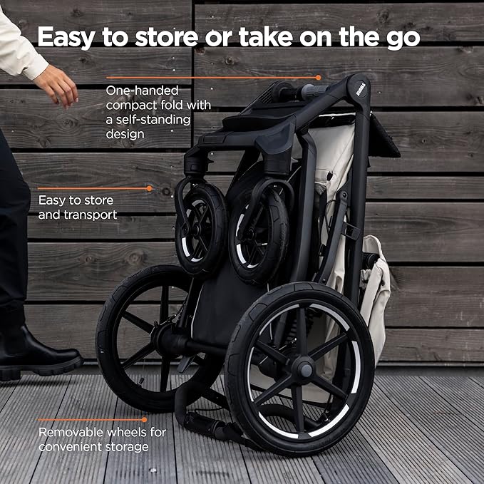 Thule Urban Glide 4-Wheel Single Child All-Terrain Stroller, Full-Suspension System, Air-Filled Tires, Upright seat with Adjustable Recline and Built-in Leg Rest, Baby Stroller