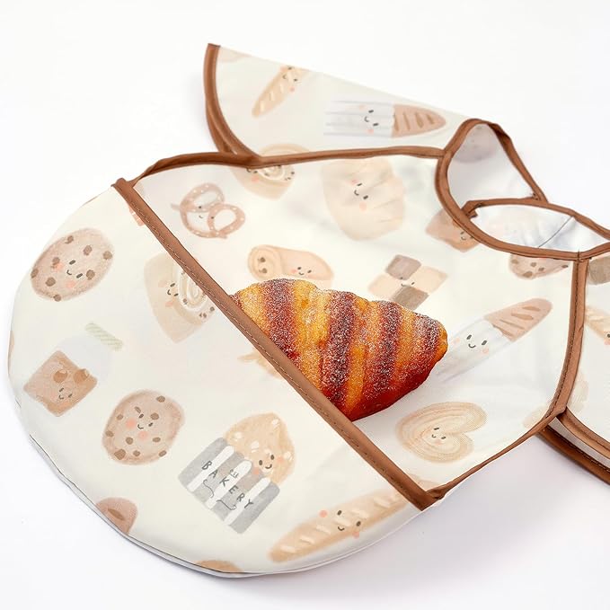 Feeding Bibs for Baby,3 Pack-Waterproof & Easy Clean Feeding Bibs for Toddlers & Infant,Reversible Pockets