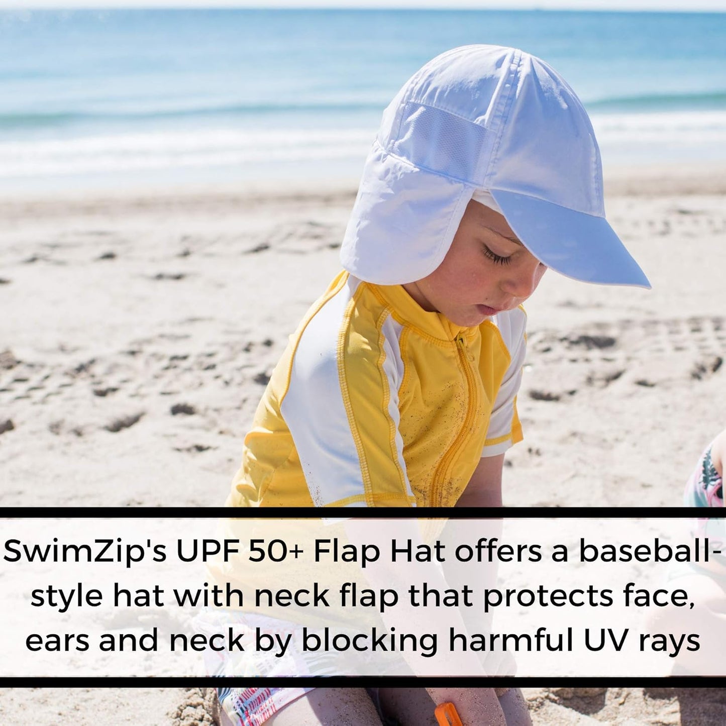 SwimZip Sun Hat with Neck Flap | UPF 50+ Protection for Baby, Toddler, and Kids