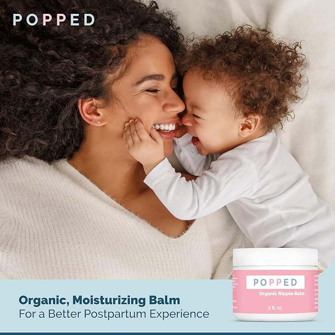 Popped Organic Nipple Butter (2 oz) | Made in the USA | Moisturizing Nipple Cream for Sore, Dry, and Cracked Nipples | Postpartum Essential Balm for Breastfeeding, Nursing