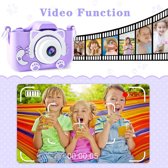 Kids Camera Toys for 3 4 5 6 7 8 9 10 11 12 Years Old Boys/Girls, Kids Digital Camera for Toddler with Video, Birthday Festival for Kids, Selfie Camera, 32GB TF Card