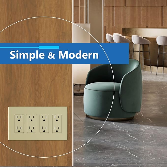 LIDER Matte Finish Decorator Switch Cover, Screwless Wall Plate, Mid-Size 4-Gang 4.88" x 8.58", Unbreakable Polycarbonate Thermoplastic, UL Listed, LSWP-34M-I, Ivory