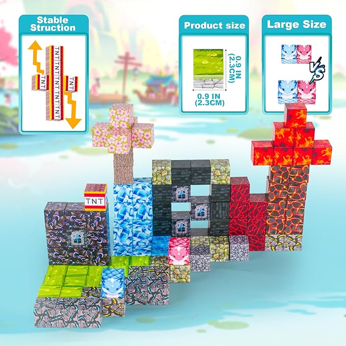 Magnetic Blocks,112PCS Build Magnet Magic World,Creative Toy for 3+ Years Old Girls Boys, Montessori Sensory STEM Preschool Outdoor Toddler Toys
