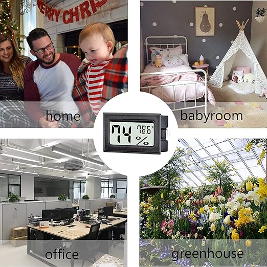 6 Pack Mini Digital Thermometer Hygrometer,Indoor Temperature and Humidity Gauge Meter Monitor Fahrenheit (℉) for Home,Greenhouse,Jars