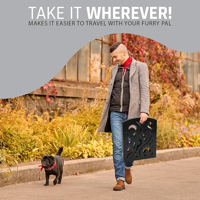 Bundaloo Freestanding Dog Gate Expandable Decorative Wooden Fence for Small to Medium Pet Dogs, Barrier for Stairs, Doorways, & Hallways