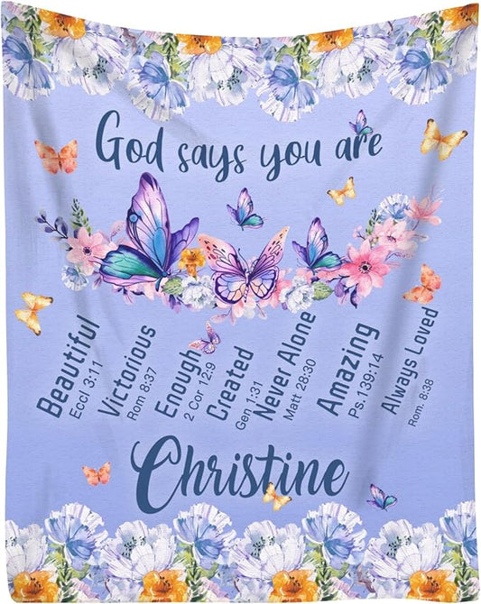 Personalized Blanket Bible Verse Blanket with Inspirational Thoughts and Prayers Religious Throw Blanket Cozy Plush Warm Blankets for Girls Christmas Birthday Christian Gifts