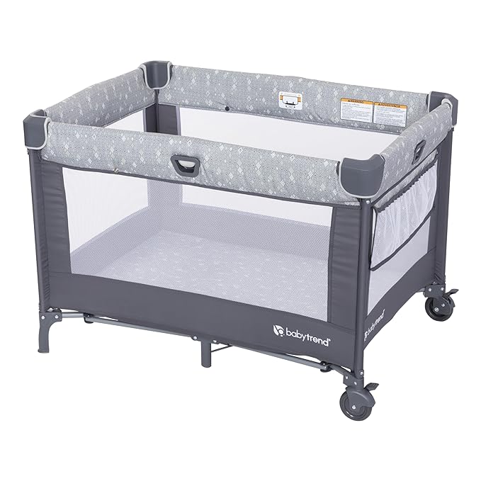 Baby Trend Nursery Den Playard with Snooze Pod and Flip Over Changer, Diamond Sage