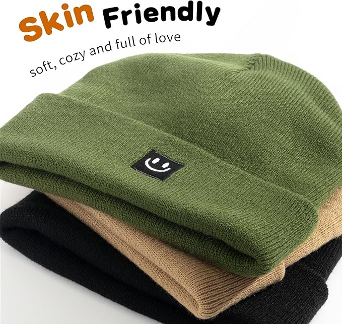 3 Packs Baby Beanie Cute Toddler Beanies Kids Winter Hat Boys Girls Warm Knit Hats Infant Beanie for 0-8 Years