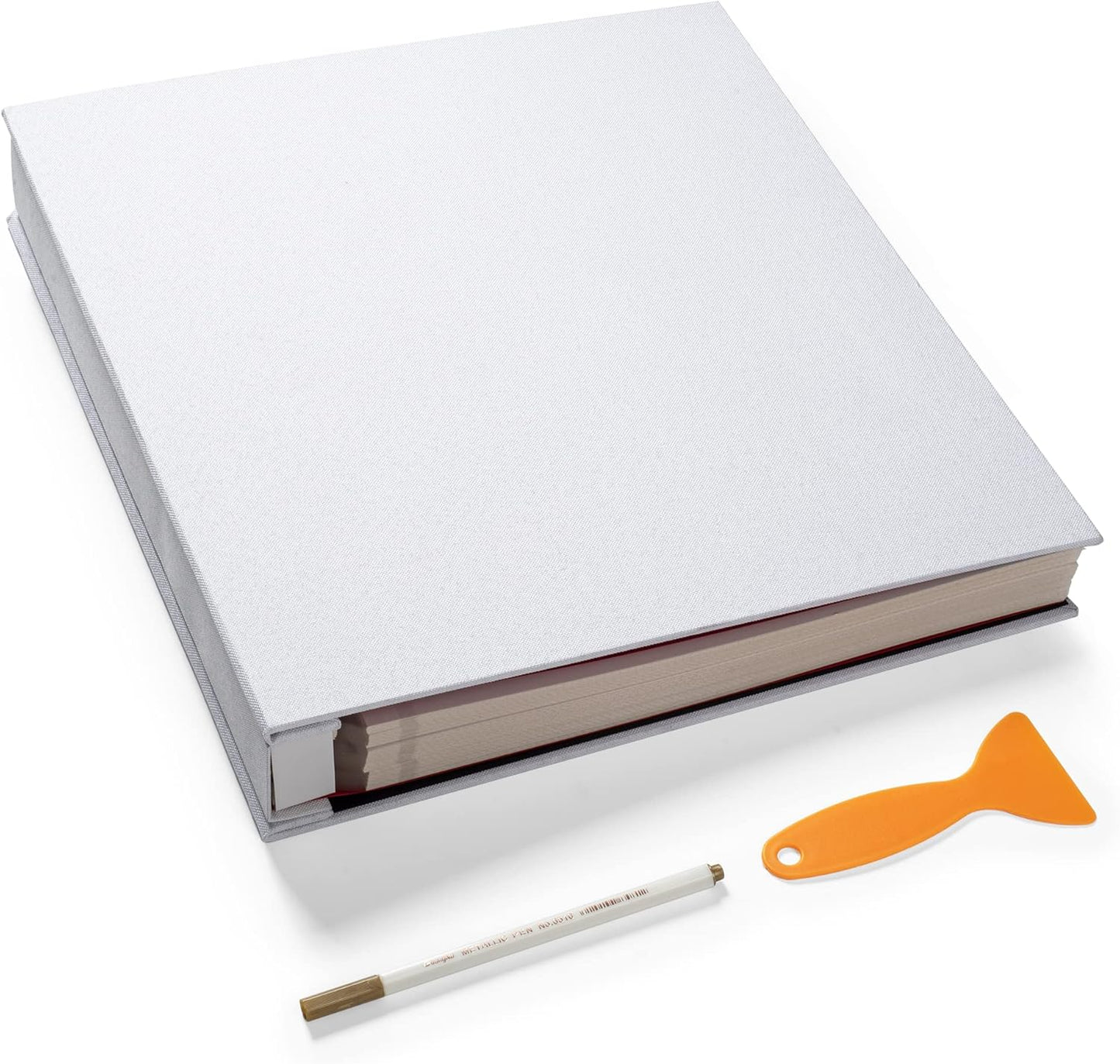 Large Photo Album Self Adhesive 4x6 8x10 10x12 Scrapbook Magnetic Album DIY Scrapbook Length 13 x Width 12.8 (Inches) 120 Sticky Pages Linen Cover DIY Photo Album(White)