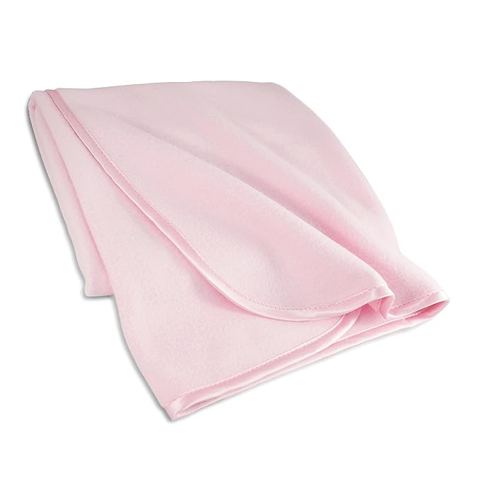 American Baby Company Fleece Blanket with Silk-Like Satin Trim, Soft, Warm & Cozy, Pink, 30" x 30" for Boys and Girls, Perfect for Baby Carrier, Stroller, Travel and Gifting