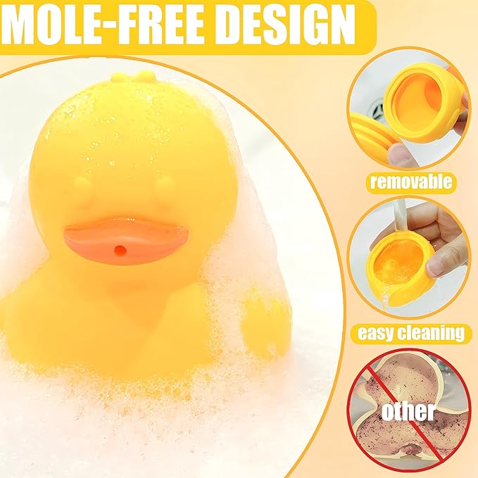 6-Piece Bath Toys Mold Free Rubber Duck for Toddlers 1-3 | Sensory Floating Ducks with Storage Bag for Bathtub, Beach, Shower, Tub, Kids Boys Girls