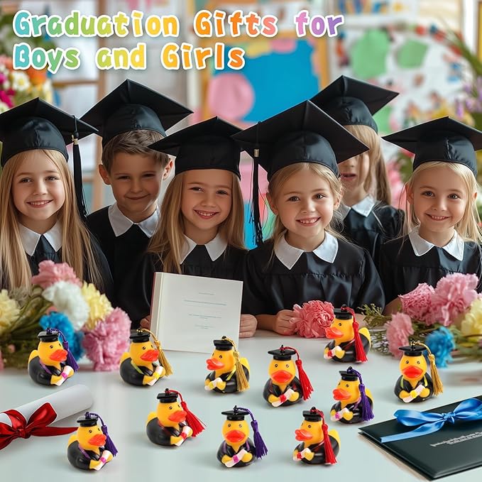 Graduation Ducks Class of 2025 - 36Pc Rubber Ducks with Grad Cap Diploma,College Student Son Daughter School Graduation Gifts Party Favor,Funny Cute Bulk Toys for Her&Him