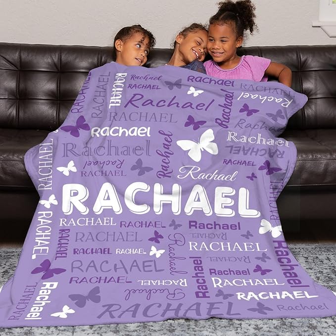 Personalized Throw Blanket with Name Custom Blankets Customized Baby Blanket for Girls Kids Adult Birthday Gift