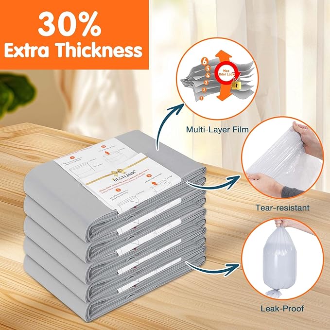 5 Pack Refills Compatible with DEKOR MINI Diaper Pails | 20% Extra Length Diaper Pail Refill Bags Liners Holds 1920 Diapers | Ultimate Odor Control with Baby Scented