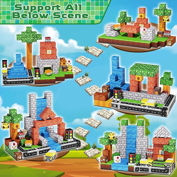 Magnetic Blocks - 150PCS Magnetic Building Blocks Road Forest Magnetic Cubes - Magnetic Toys for Montessori Toddler Birthday Gifts -STEM Sensory Construction Toys for Kids Ages 3+ for Boy & Girl