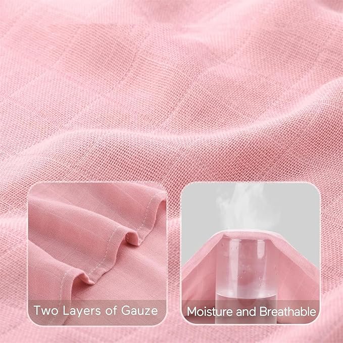 Momcozy Muslin Swaddle Blanket, 4 Pack Large 47 X 47 Inches Breathable Swaddling Receiving Blankets for Baby Boy & Girl, Soft and Skin-Friendly Unisex Baby Blankets, Pink Blue