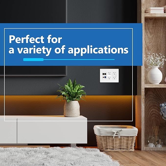 LIDER Brushed Finish Decorator Switch Cover, Screwless Wall Plate, Mid-Size 3-Gang 4.88" x 6.77", Unbreakable Polycarbonate Thermoplastic, UL Listed, LSWP-33M-W2P, White, 2 Pack