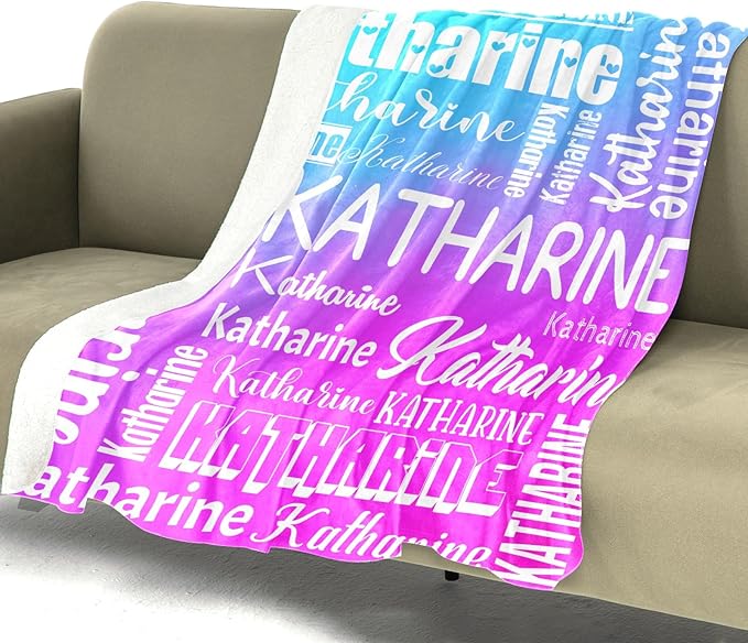 Personalized Blankets with Name Custom Blanket for Adult Kids Baby Customized Blanket Monogrammed Blankets Gifts for Women Men Girls Boys (Colorful Background 4, 60"x80")