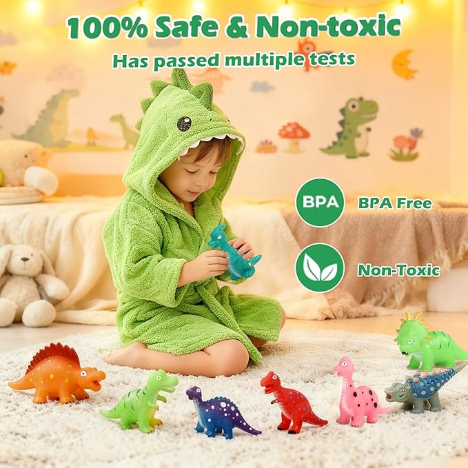 Color Changing Dinosaur Bath Toys: Mold Free No Hole Bathtub Toys - Kids Dinosaur Toys for 2 3 4 5 Year Old Boys Girls Toddler