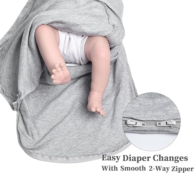 Baby Sleep Sack Swaddle,Swaddles 3-6 Months,3-Way Adjustable Wearable Transition Blanket Boy And Girl,100% Cotton,TOG 1.0(Grey)