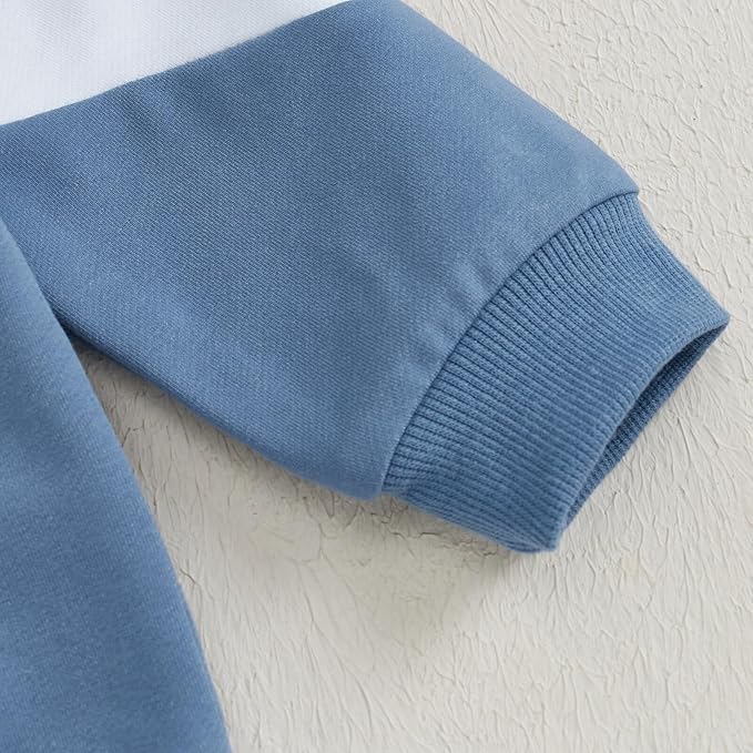 Kupretty Toddler Baby Boy Fall Winter Clothes Color Block Long Sleeve Sweatshirt Pullover Tops + Joggers Pants Outfit Set