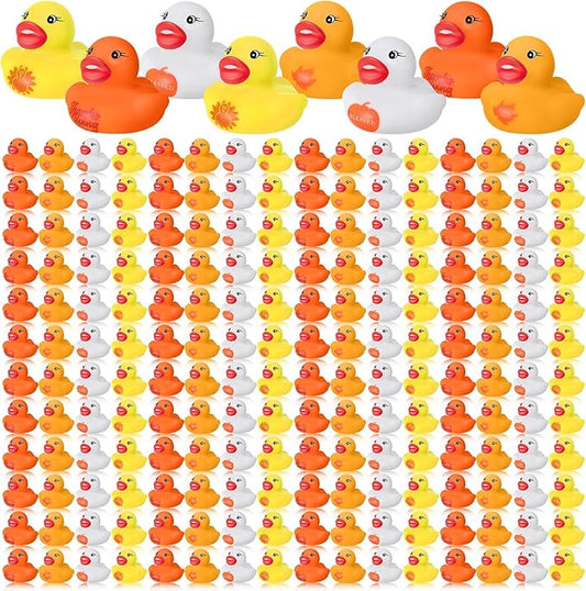 120 Pcs Thanksgiving Day Rubber Ducks Assorted Rubber Duckies Bulk Mini Pool Bath Duck Cute Small Tiny Fun Rubber Ducky Bath Ducks Toy for Party Favors Classroom Exchange Gifts