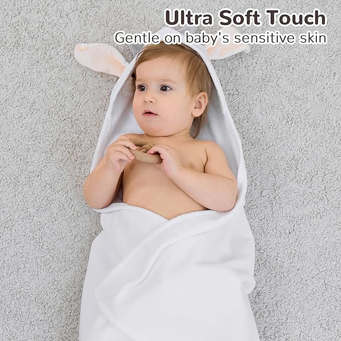 Viviland Hooded Baby Towels, Soft 100% Cotton Baby Bath Towels with Hood, Extra Thick and Absorbent, Essential for Newborns, Kids, Infants - Girls and Boys (Sheep)